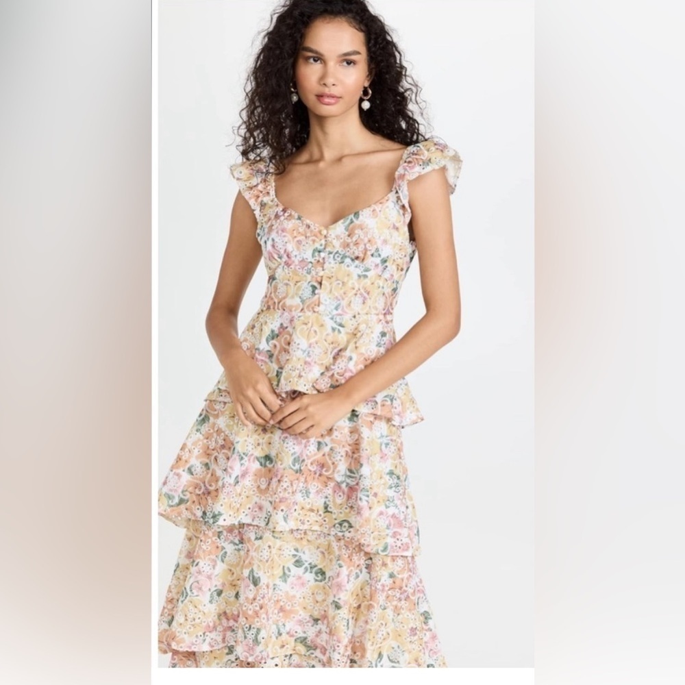Anthropologie En Saison Presley eyelet ruffle Midi Dress size large New with tag - Picture 3 of 12